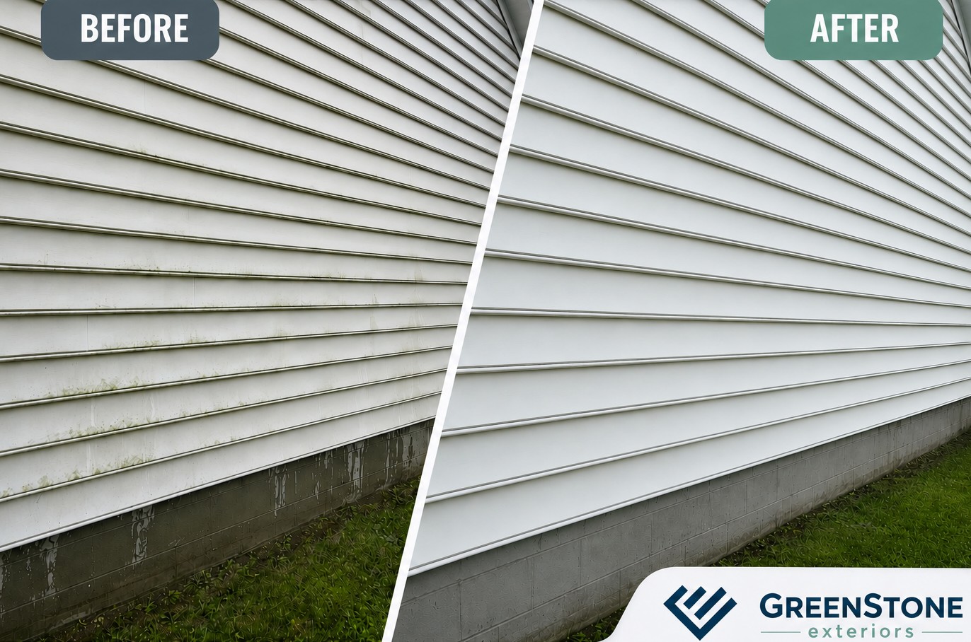 Soft washing vinyl siding on a home in Dublin, Ohio